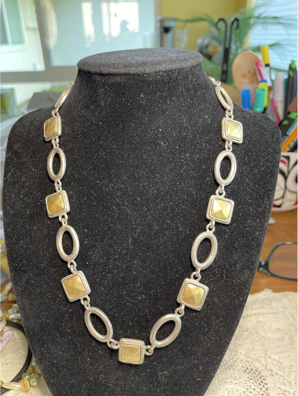 Vintage Premier Designs Two Tone Link Necklace